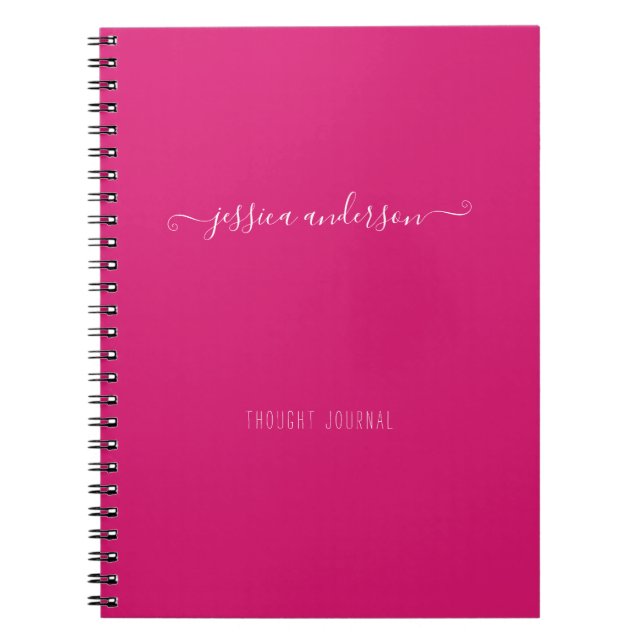 Magenta Pink Modern Handwriting Calligraphy Script Notebook (Front)