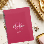 Magenta pink monogram initials name 2024 planner<br><div class="desc">A magenta,  dark pink background and white text. Personalize and add your monogram initials,  name and a year.</div>