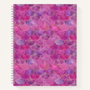 Magenta Pink Monogram Mermaid Notebook