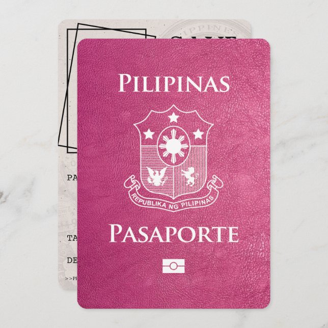 Magenta Pink Philippines Passport Save The Date (Front/Back)