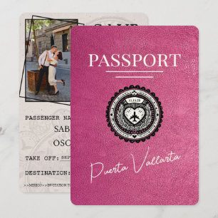 Magenta Pink Puerta Vallarta Passport Save The Date