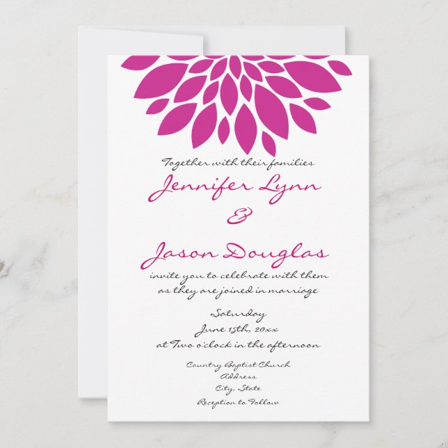 Magenta Pink Purple Flower Wedding Invitations (Front)
