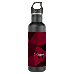 Magenta pink red black geometry pattern Monogram 710 Ml Water Bottle