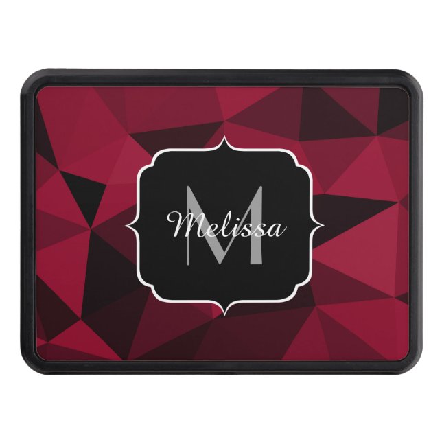 Magenta pink red black geometry pattern Monogram Trailer Hitch Cover (Front)