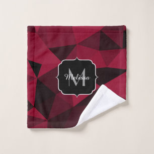 Magenta pink red black geometry pattern Monogram Wash Cloth