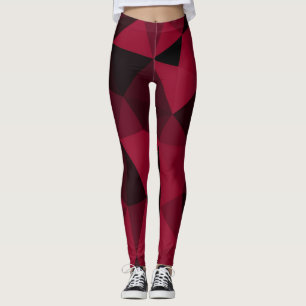 Magenta pink red dark black geometric mesh pattern leggings