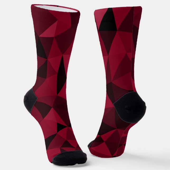 Magenta pink red dark black geometric mesh pattern socks (Angled)