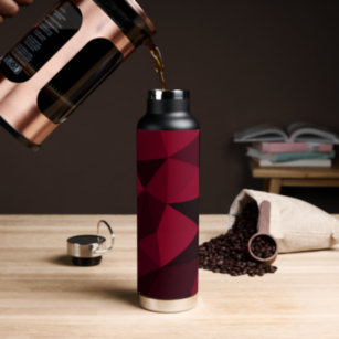 Magenta pink red dark black geometric mesh pattern water bottle