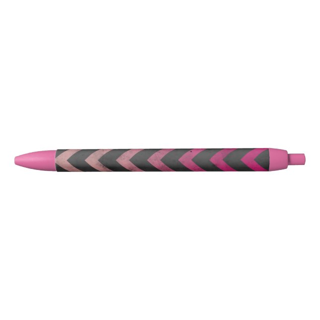 Magenta pink red ombre dark grey chevron pattern black ink pen (Front)