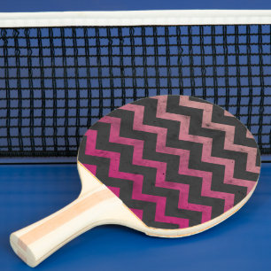 Magenta pink red ombre dark grey chevron pattern ping pong paddle
