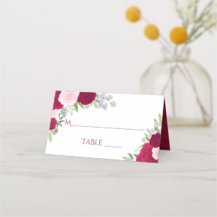Magenta & Pink Roses Elegant Wedding Write-In Place Card
