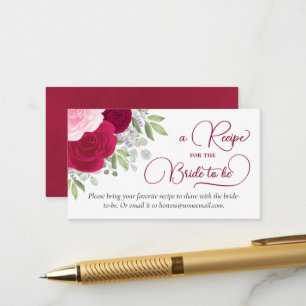 Magenta & Pink Roses Recipe for the Bride to Be Enclosure Card
