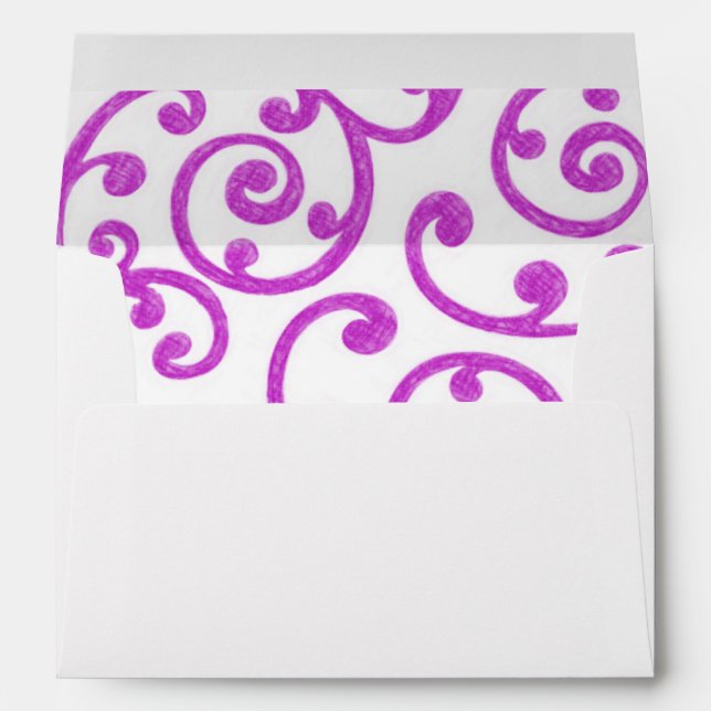 Magenta Pink Scroll Pattern Envelopes (Back (Bottom))