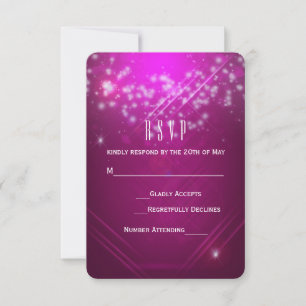 Magenta Pink Sparkle Club Vibe Party Carte RSVP