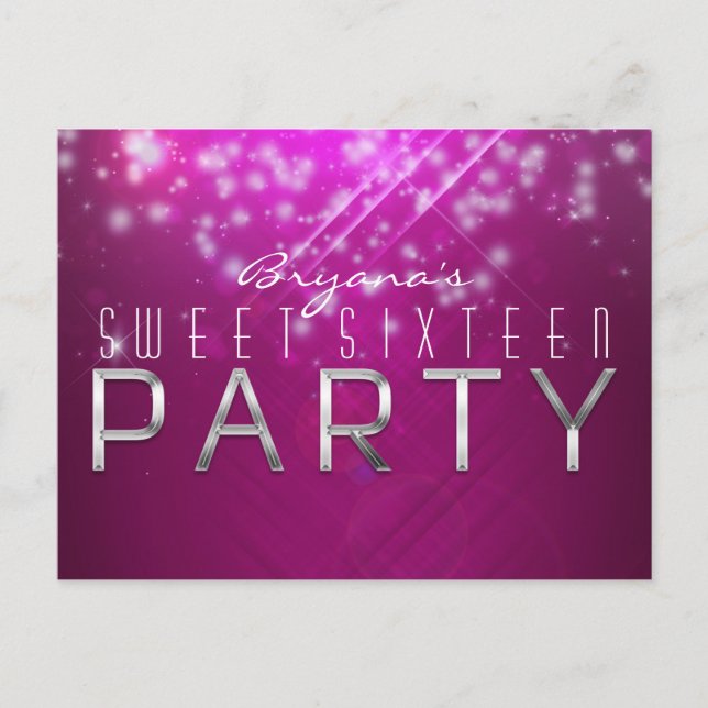 Magenta Pink Sparkle Glam Club Vibe PARTY Postcard (Front)