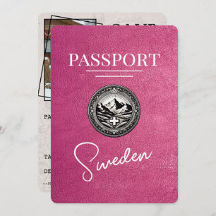 Magenta Pink Sweden Passport Save The Date