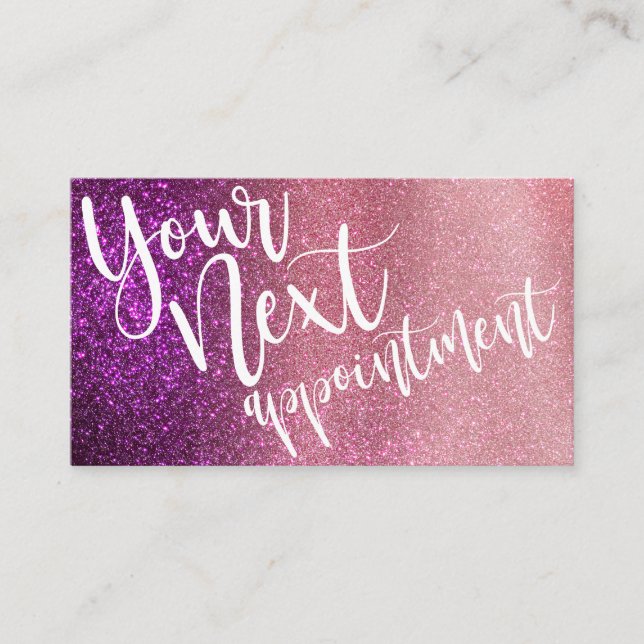 Magenta Pink Triple Glitter Ombre Typography Appointment Card (Front)