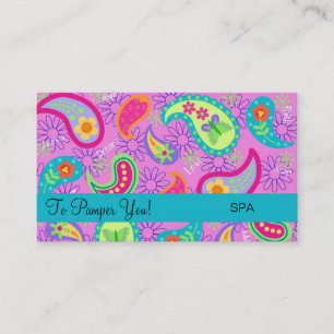 Magenta Pink Turquoise Modern Paisley Pattern Business Card