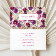 Magenta Pink Watercolor Floral Business Card