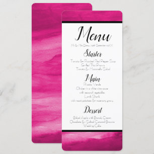 Magenta Pink Watercolor Menu Invitation