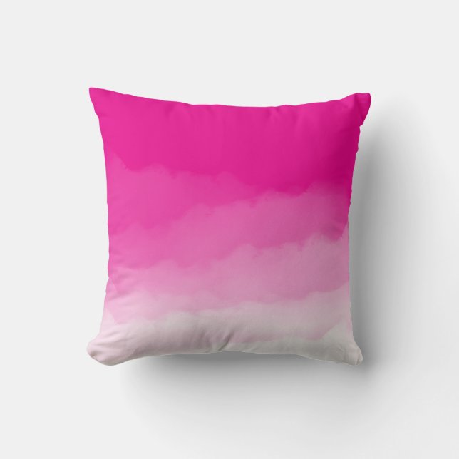 Magenta Pink Watercolor Ombre Throw Pillow (Front)