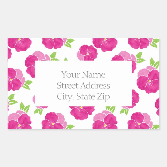 Magenta Pink Watercolor Pansies Sticker (Front)