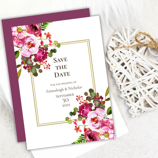 Magenta Pink Wedding Save The Date Invitation (Creator Uploaded)