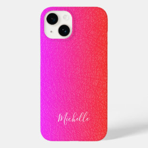Magenta pink white script name personalized Case-Mate iPhone 14 case
