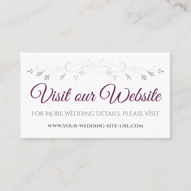 Magenta Plum Elegant Wedding Visit Our Website Enclosure Card (Front)
