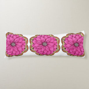 MAGENTA POINSETTIA Design Body Pillow