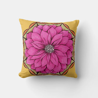 MAGENTA POINSETTIA Design Throw Pillow