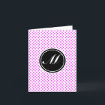 Magenta Polka Dot and Monogram Note Card<br><div class="desc">Magenta Polka Dot and Monogram.White Background</div>