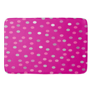 Magenta Polka Dots  Bath Mat