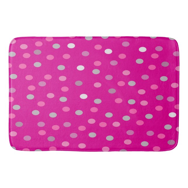 Magenta Polka Dots  Bath Mat (Front)