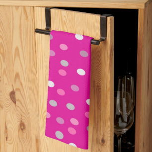 Magenta Polka Dots Kitchen Towel