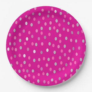 Magenta Polka Dots Paper Plate