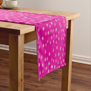 Magenta Polka Dots Short Table Runner