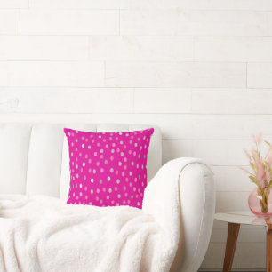 Magenta Polka Dots Throw Pillow