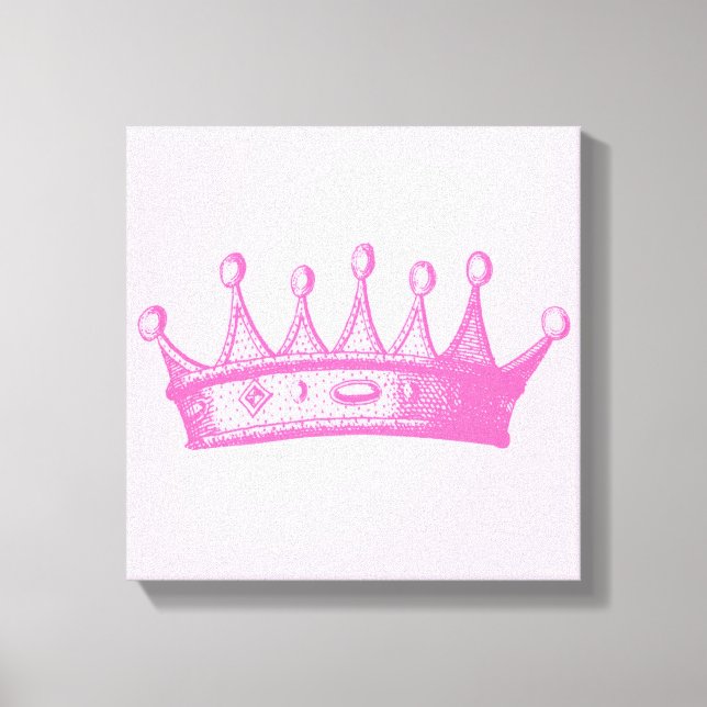 Magenta Princess Crown on Pink Background Canvas Print (Front)