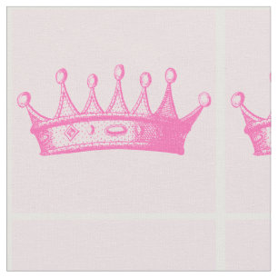 Magenta Princess Crown on Pink Background Fabric