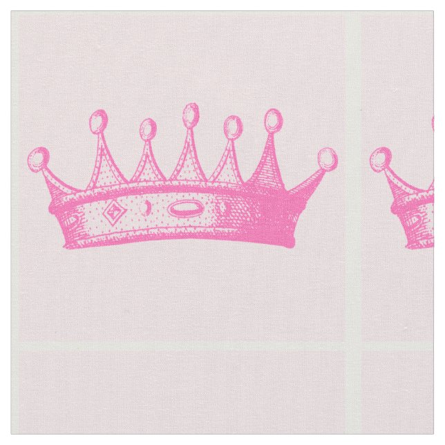 Magenta Princess Crown on Pink Background Fabric (Close Up)