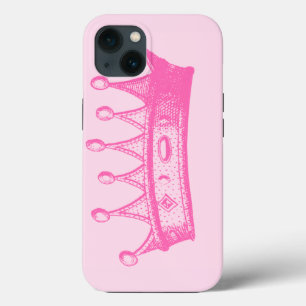 Magenta Princess Crown on Pink Background iPhone 13 Case