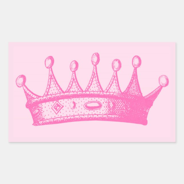 Magenta Princess Crown on Pink Background Sticker (Front)