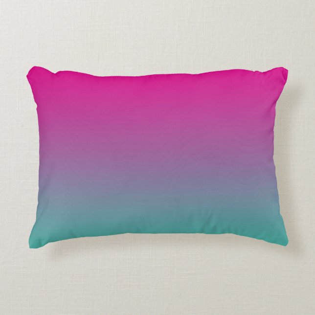 “Magenta Purple And Teal Ombre” Decorative Pillow (Front)