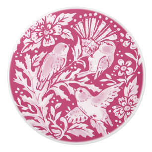Magenta Purple Bird Floral Thistle Woodland Pretty Ceramic Knob