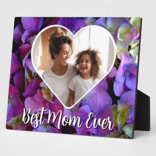 Magenta purple blue hydrangeas photo template plaque