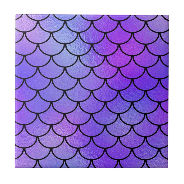 Magenta Purple Blue Iridescent Mermaid Scales Tile (Front)