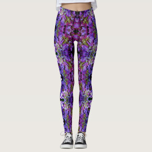 Magenta Purple blue yellow Hydrangeas flowers Leggings