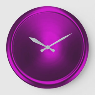 Magenta Purple Button Large Clock