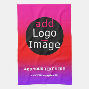 Magenta & Purple Customizable Business Gradient Kitchen Towel